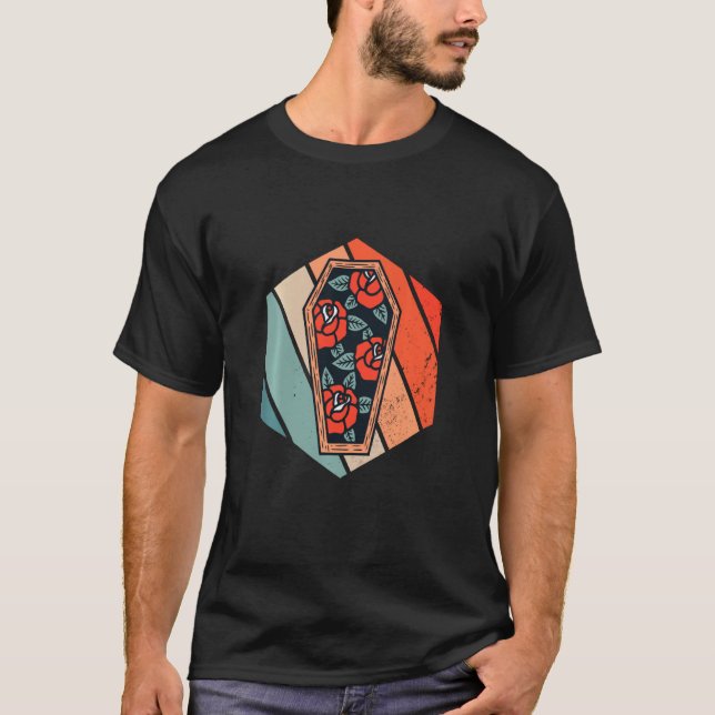 Coffin Retro Beerdigung Graveyard Gothic Mortician T-Shirt (Vorderseite)