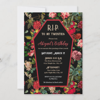 Coffin & Rose R.I.P Geburtstagsparty Einladung