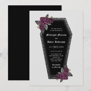 Coffin Rose Sparkle Halloween Hochzeit Einladung