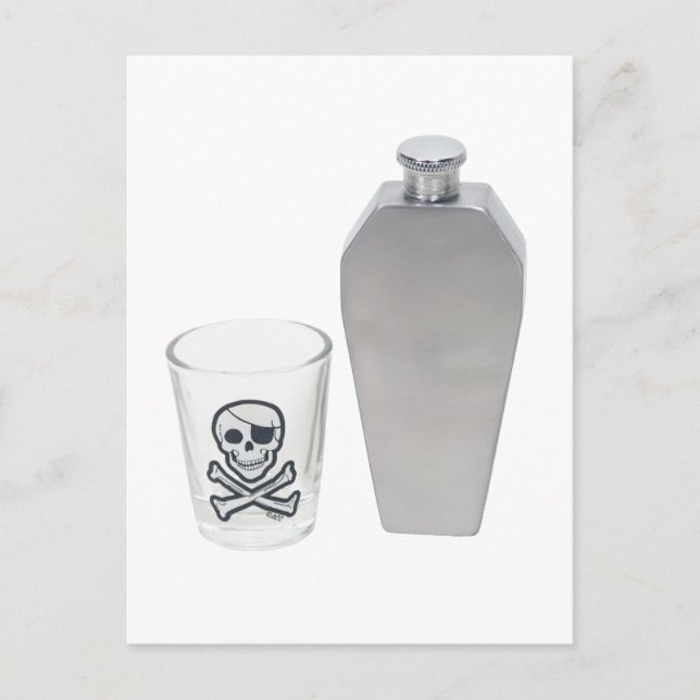 CoffinFlaskShotGlass070109 Postkarte (Vorderseite)