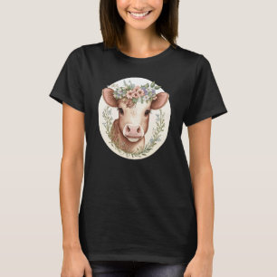 Cogagecore Niedliches Baby Kuh Kalb Blumenzucht T-Shirt