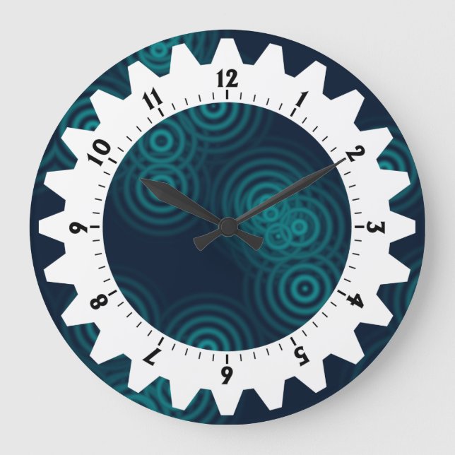 Cogged 01 - Elektrischer Regen Große Wanduhr (Vorderseite)