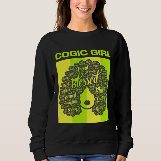 COGIC Girl Christian Woman Afro Sweatshirt (Vorderseite)