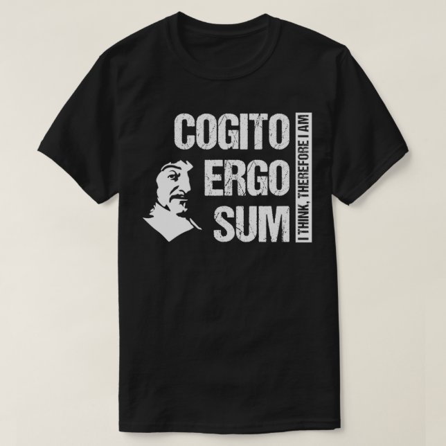 Cogito Ergo Sum Ren Descartes Philosophie Distress T-Shirt (Design vorne)