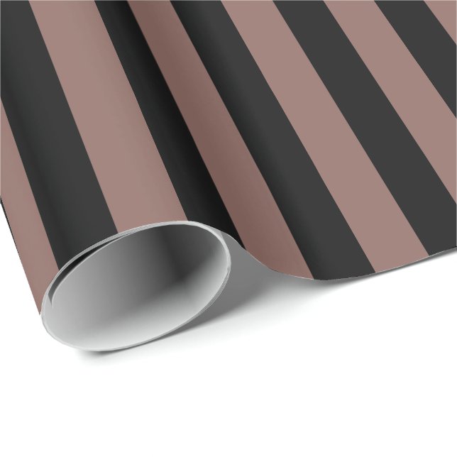 Cognac Brown Black Stripe Geschenkpapier (Rolleneckpunkt)