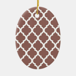 Cognac Leather Brown Marokkanischer Tile Trellis Keramik Ornament