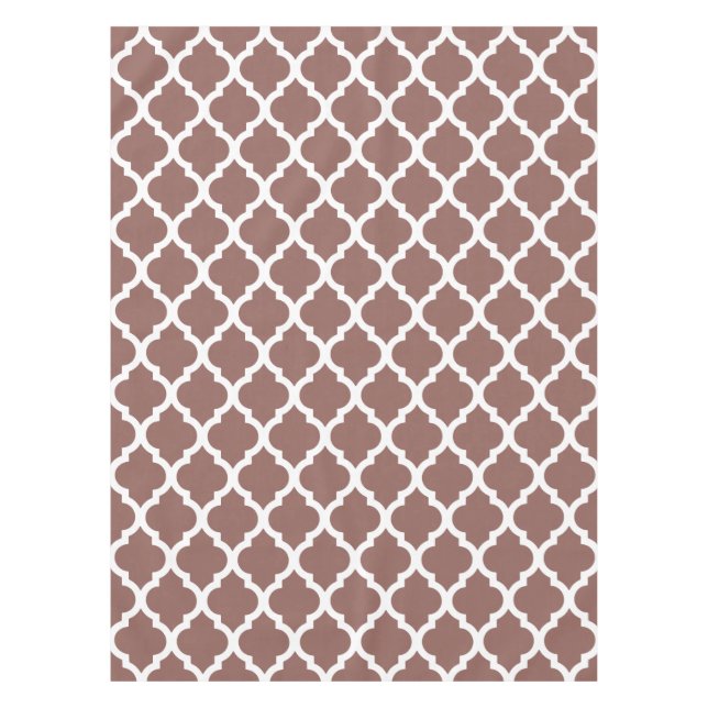 Cognac Leather Brown Marokkanischer Tile Trellis Tischdecke (Vorderseite)
