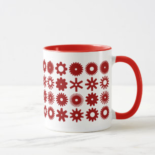 Cogs - Ruby Red on White Tasse