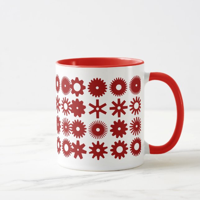 Cogs - Ruby Red on White Tasse (Rechts)