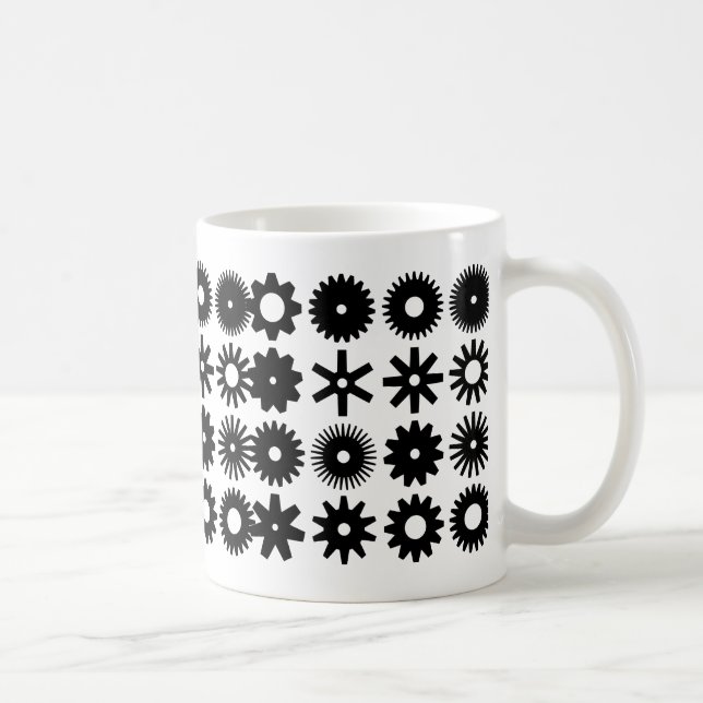 Cogs - Schwarz auf Weiß Kaffeetasse (Rechts)