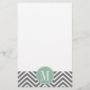 Cohle und Minze Grüne Chevronen Custom Monogram Briefpapier