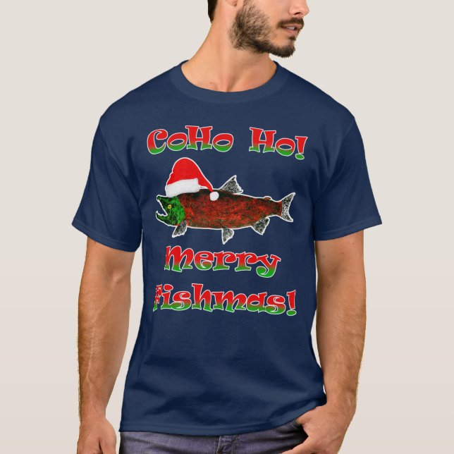 Coho Ho!  Fishmas - Der männliche T - Shirt (Vorderseite)