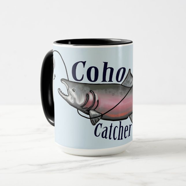Coho-Lachs-ursprünglicher Entwurf Tasse (Vorderseite Links)