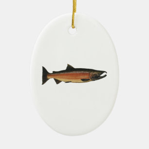 Coho - silberne Lachse (Phase laichend) Keramik Ornament