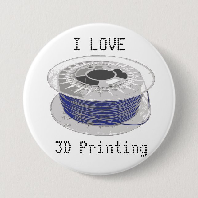 Coil blauer Kunststoff für 3D-Druck mit Text Button (Vorderseite)