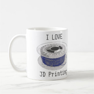 Coil blauer Kunststoff für 3D-Druck mit Text Kaffeetasse