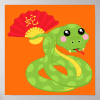 Coiled Snake Holding Fan