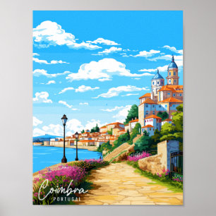 Coimbra Portugal Vintage-Reiseillustration Poster