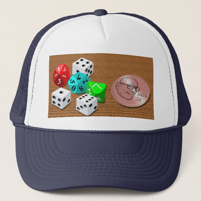 Coin and Dice Trucker Hat Truckerkappe (Vorderseite)