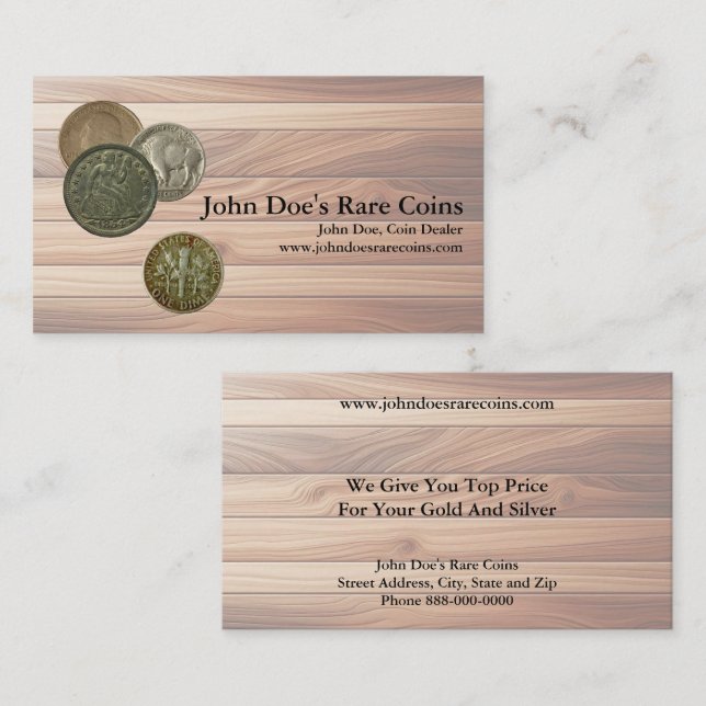 Coin Dealer Business Card Visitenkarte (Vorne/Hinten)