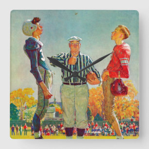 Coin Toss by Norman Rockwell Quadratische Wanduhr