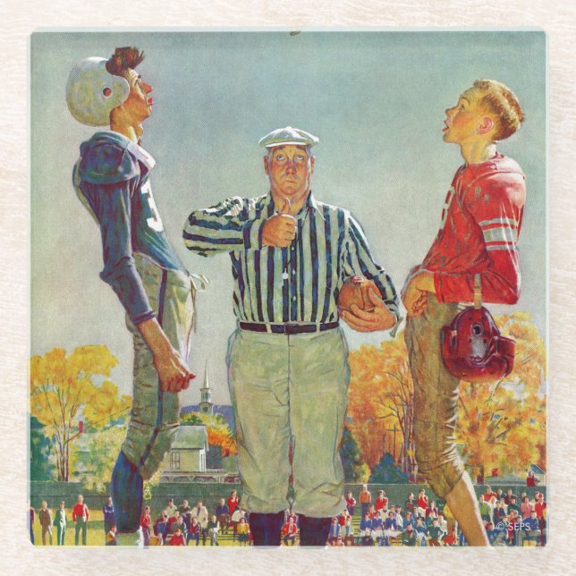 Coin Toss von Norman Rockwell Glasuntersetzer (Vorderseite)