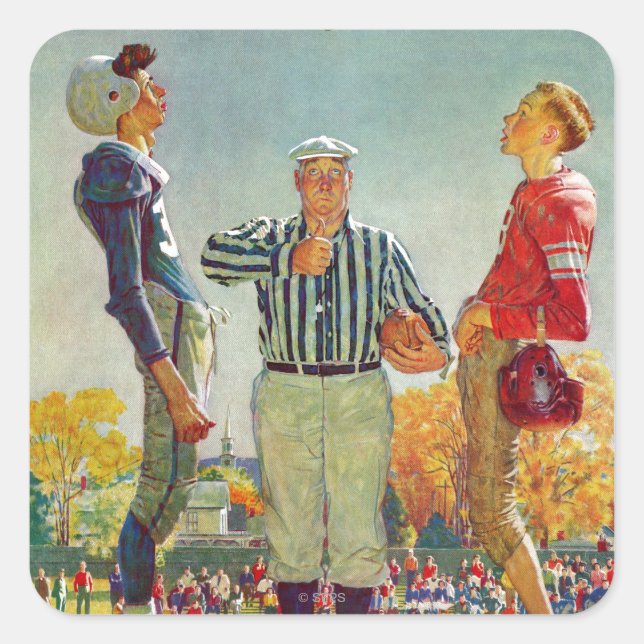 Coin Toss von Norman Rockwell Quadratischer Aufkleber (Vorderseite)