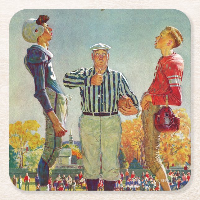 Coin Toss von Norman Rockwell Rechteckiger Pappuntersetzer (Vorderseite)