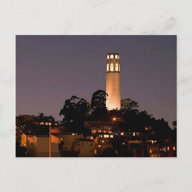 Coit Tower in der Nacht Postkarte (Vorderseite)