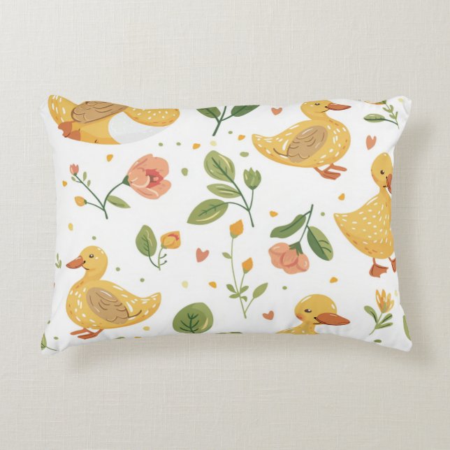Cojín infantil con patitos y flores dekokissen (Vorderseite)