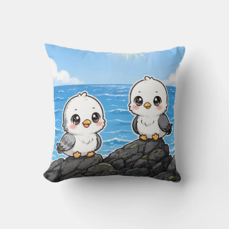 Cojín Kawaii Pichones en el Mar Kissen
