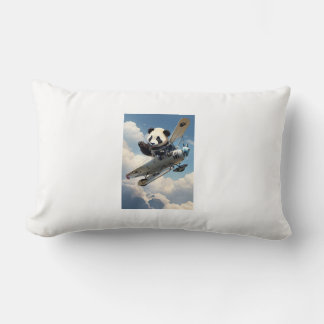 cojin rectangular con oso panda en avioneta lendenkissen