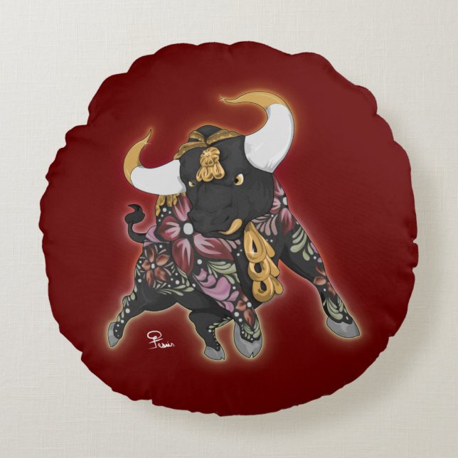 Cojín Torito De Pucará Rundes Kissen (Vorderseite)