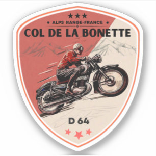Col de la Bonette französische Alpen Motorrad-Tour Aufkleber