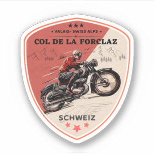 Col de la Forclaz Schweizer Alpen Motorradtour Aufkleber