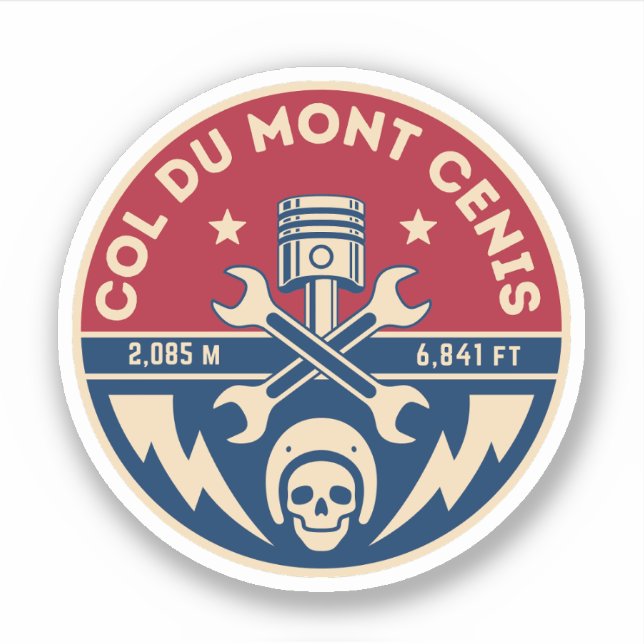 Col du Mont Cenis, französisches Massiv Alpenfahrr Aufkleber (Vorderseite)