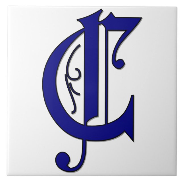 Colchester Letter C Blue Monogram Accent Tile Fliese (Vorderseite)