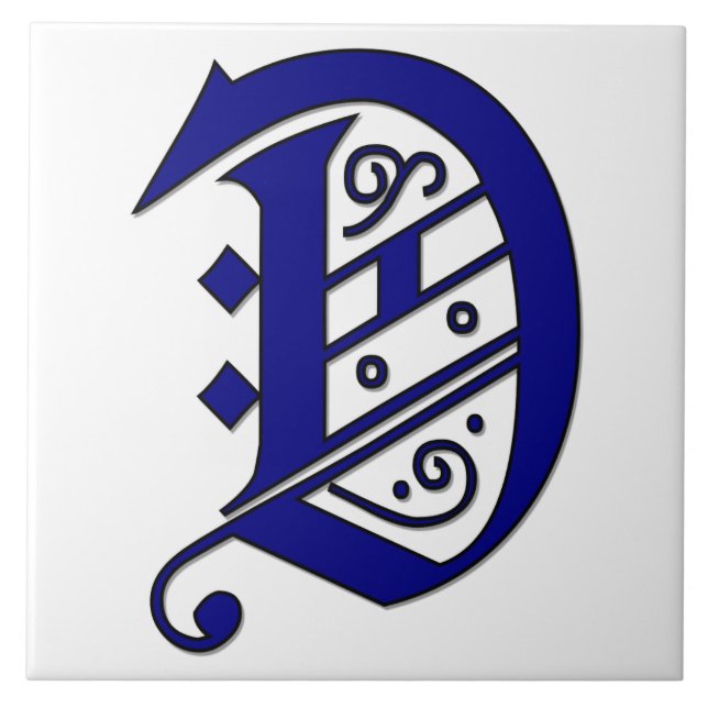 Colchester Letter D Blue Monogram Accent Tile Fliese (Vorderseite)