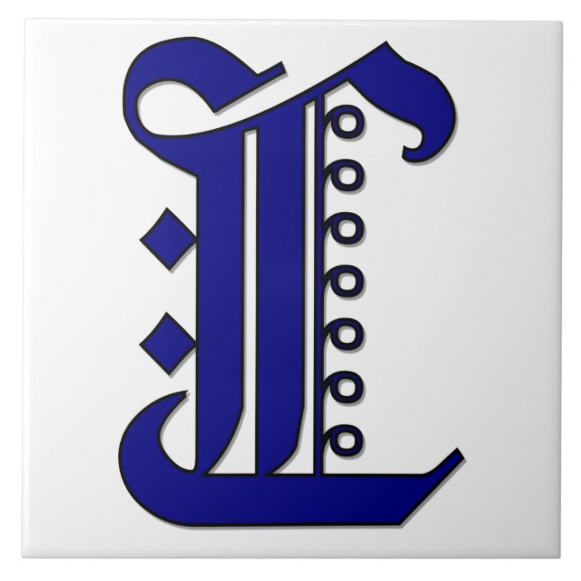 Colchester Letter L in Blue Monogram Tile Fliese (Vorderseite)