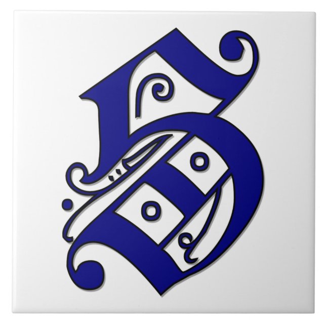Colchester Letter S in Blue Monogram Tile Fliese (Vorderseite)