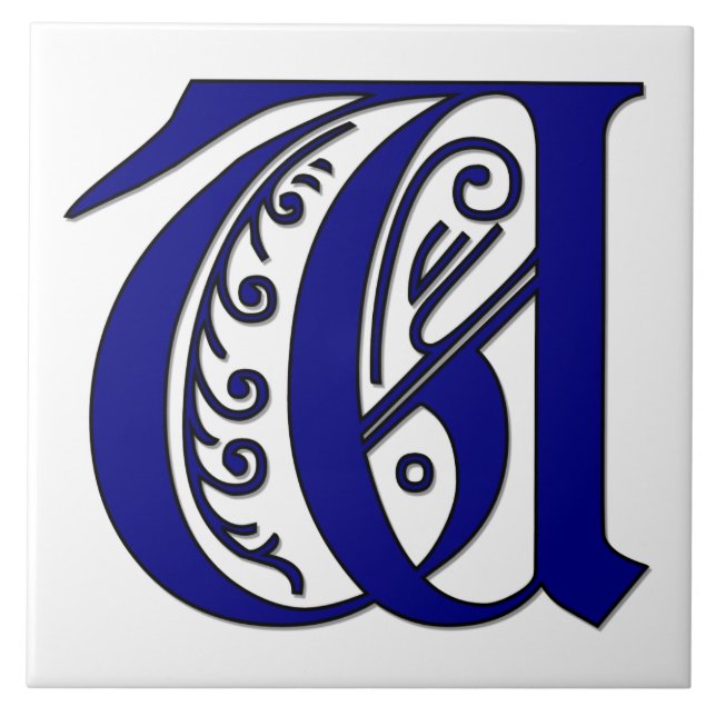 Colchester Letter W in Blue Monogram Tile Fliese (Vorderseite)