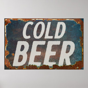 Cold BEER Vintages Schild rostiger Retrostil