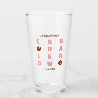 Cold Brew Bar Korallen- und Brauner Fettschrift Glas
