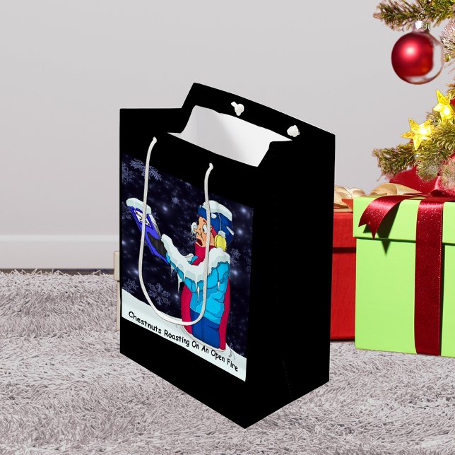 Cold Christmas Caroler Mittlere Geschenktasche Mittlere Geschenktüte (Cold Christmas Caroler Medium Gift Bag)