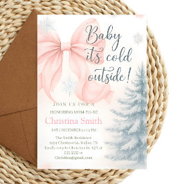 Cold Elegant A Pink Bow Coquette Baby Shower Einladung