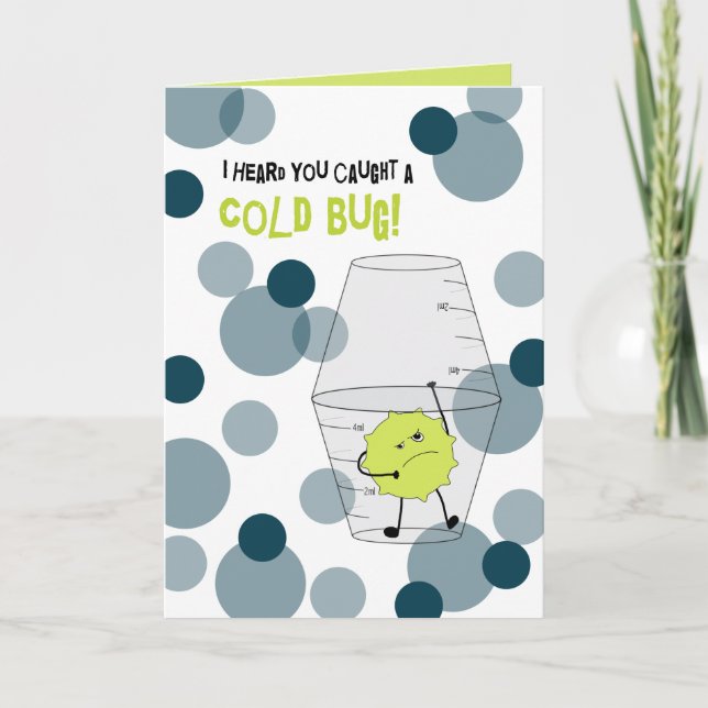 Cold Get Well-Trapped Bug in Medicinal Cups Karte (Vorderseite)