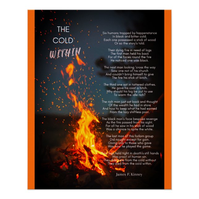 "Cold In Gedicht" von James P. Kinney Poster (Vorderseite)