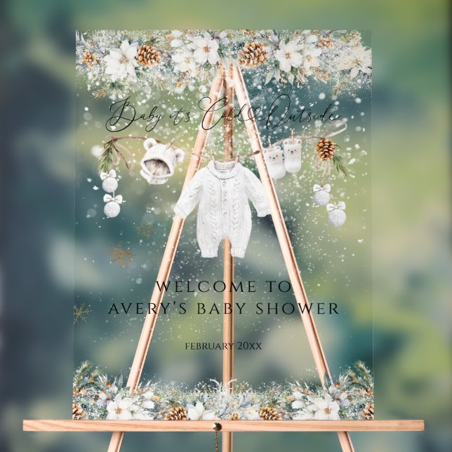 Cold Outdoor Clothest Line Kinderdusche Empfang Acrylschild (Neutral)