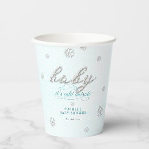 Cold Outdoor Kristall Glitzer Winter Baby Dusche Pappbecher