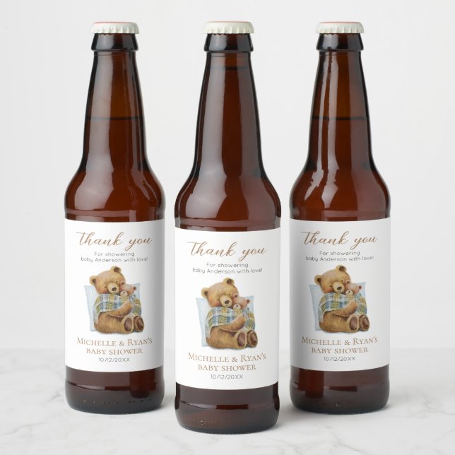 Cold Outdoor Mommy Bear Teddy Bear Baby Dusche Bierflaschenetikett (Flaschen)